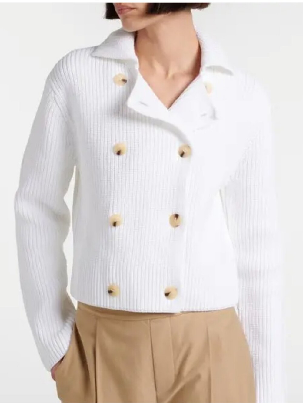 Vince Double-Breasted Sweater Jacket - optic White Size Medium